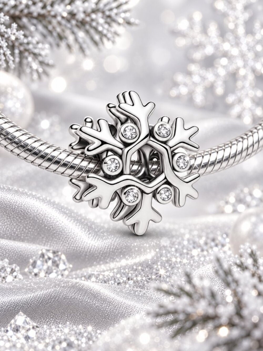 Silver Snowflake Charm